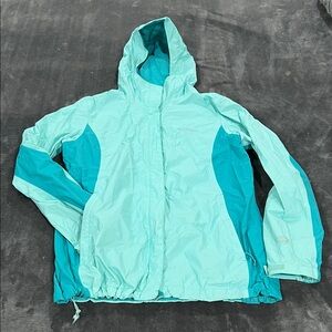 LARGE Columbia Teal and Mint Rain Jacket Wind Breaker OMNI TECH